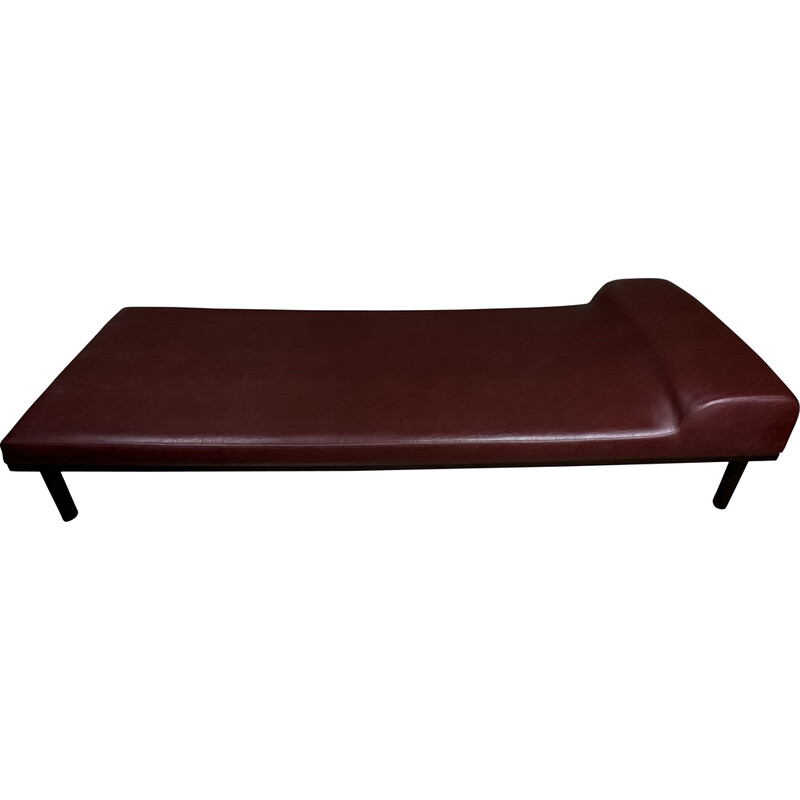 Vintage "psychiatrist's sofa" daybed in metal and leatherette, 1980