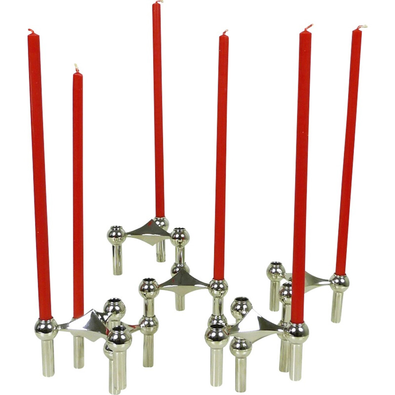 S22 Candlestick holders with table candles from Fritz Nagel, Germany - 1960s