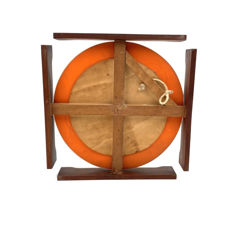 Vintage teak and glass wall mirror, Italy 1960