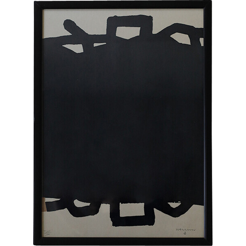 Vintage painting on cardboard by Eduardo Chillida