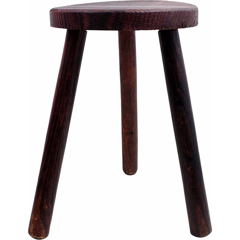 Tabouret vintage en bois massif de pin