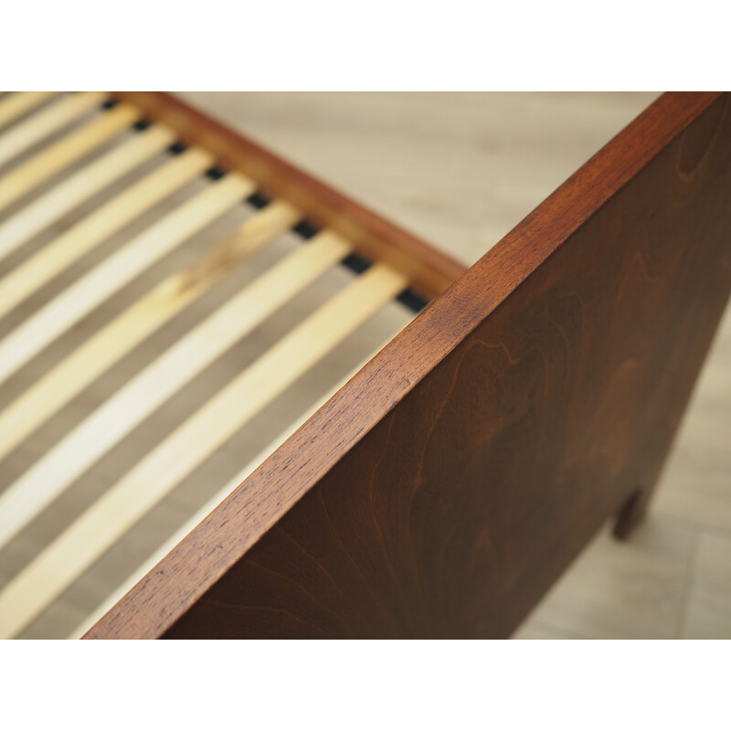 Vintage teak veneer and wood bed by Sigfred Omann for Ølholm Møbelfabrik, Denmark 1960