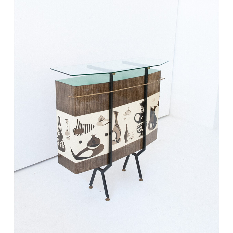 Mid-century Italian cabinet in glass and iron - 1950s