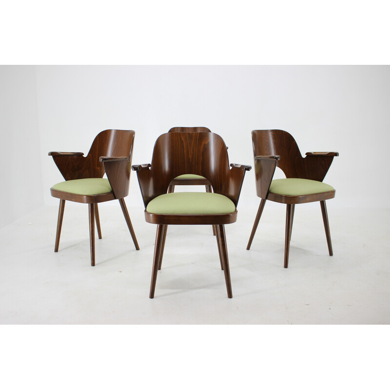 Set of 4 vintage wooden dining chairs by Oswald Haerdtl, Czechoslovakia 1960