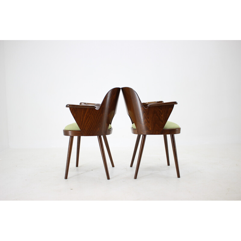 Lot de 4 chaises à repas vintage en bois par Oswald Haerdtl, Tchécoslovaquie 1960