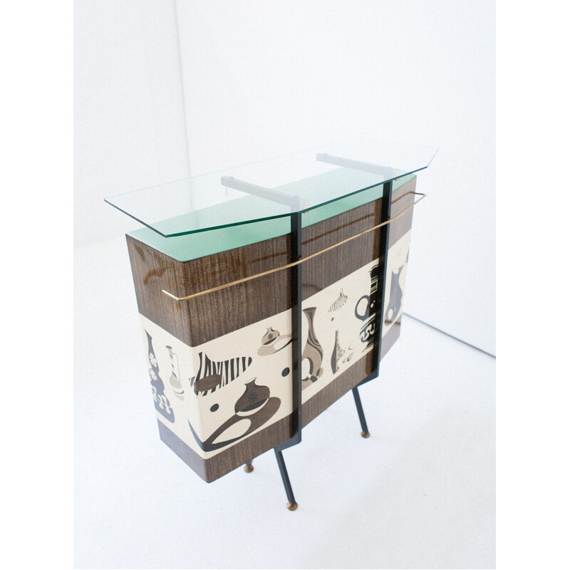 Mid-century Italian cabinet in glass and iron - 1950s