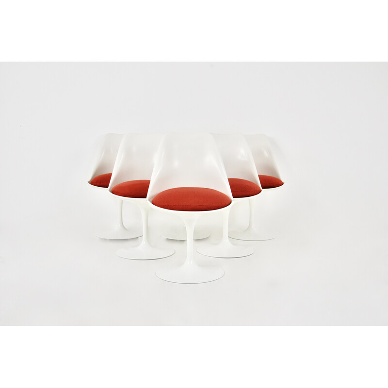 Set of 6 vintage Tulip fiberglass and aluminum dining chairs by Eero Saarinen for Knoll International, 1970