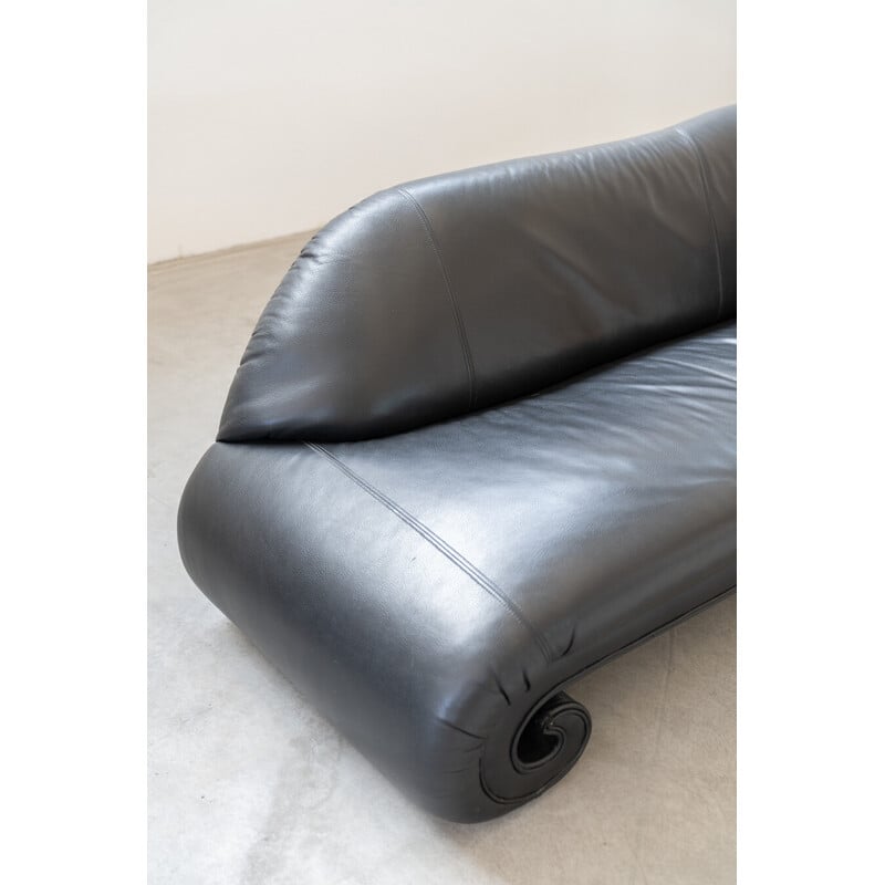 Vintage 2-seater sofa in black leather for Bretz, Germany 1998