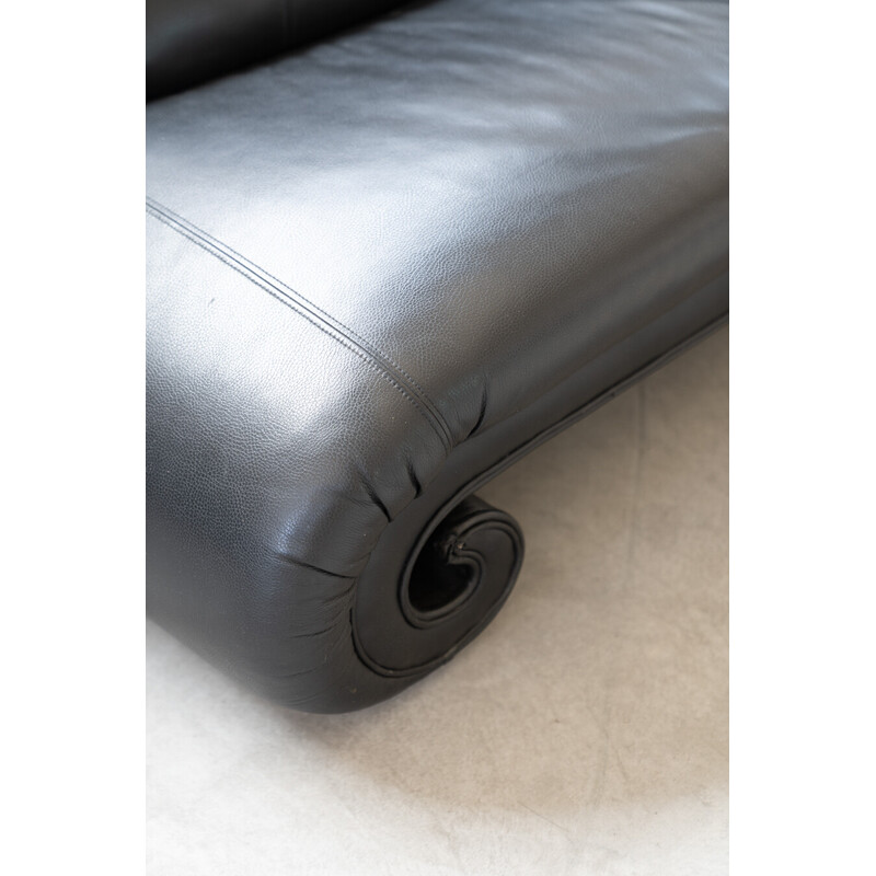 Vintage 2-seater sofa in black leather for Bretz, Germany 1998