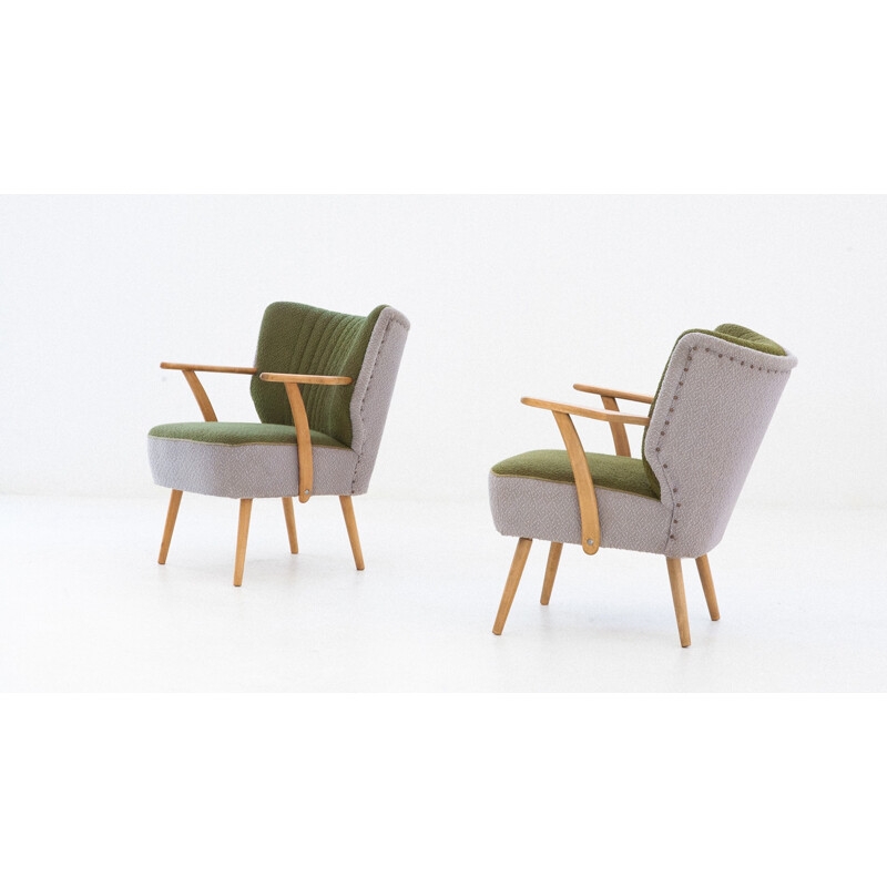 Pair of green mid-century armchairs - 1950s