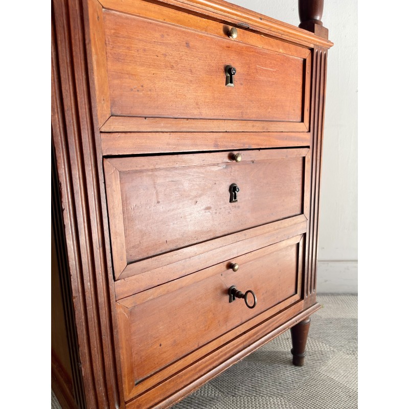 Vintage mahogany and leather barber sink, 1800