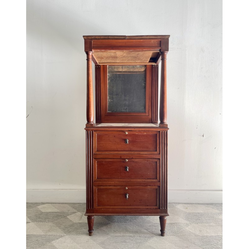 Vintage mahogany and leather barber sink, 1800