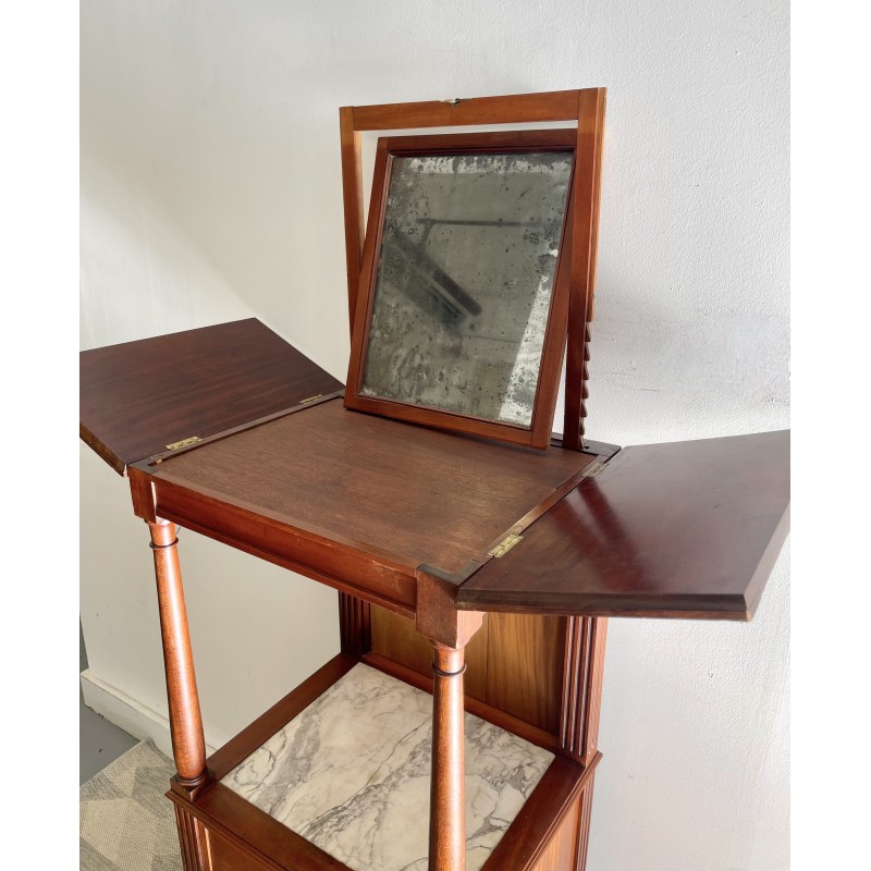 Vintage mahogany and leather barber sink, 1800