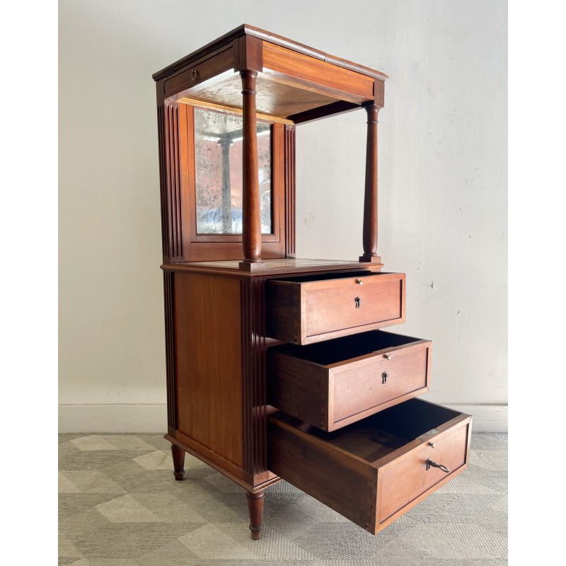 Vintage mahogany and leather barber sink, 1800