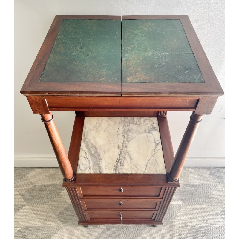 Vintage mahogany and leather barber sink, 1800