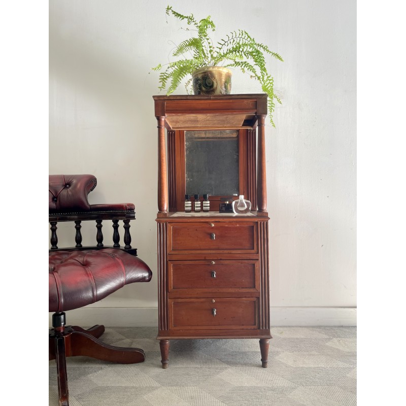 Vintage mahogany and leather barber sink, 1800