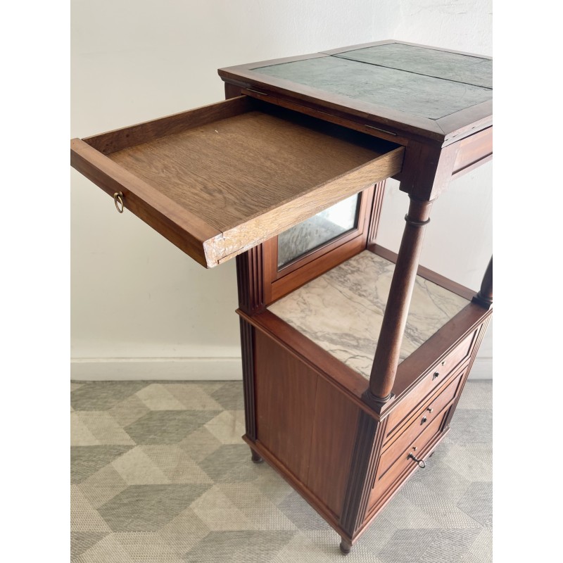 Vintage mahogany and leather barber sink, 1800