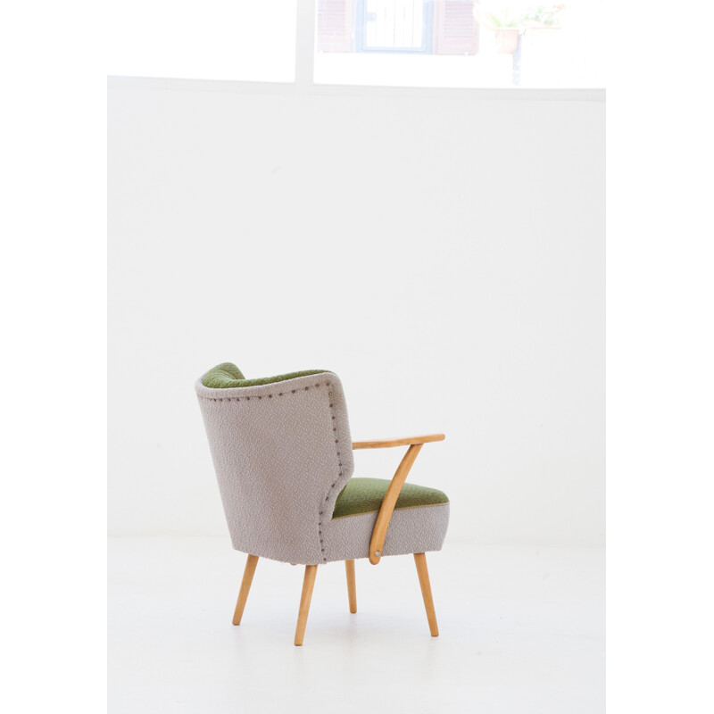 Paire de fauteuils verts en bois - 1950