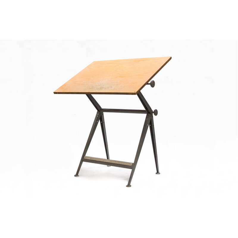 Vintage drawing board in plywood and metal produced by Friso Kramer - 1960s