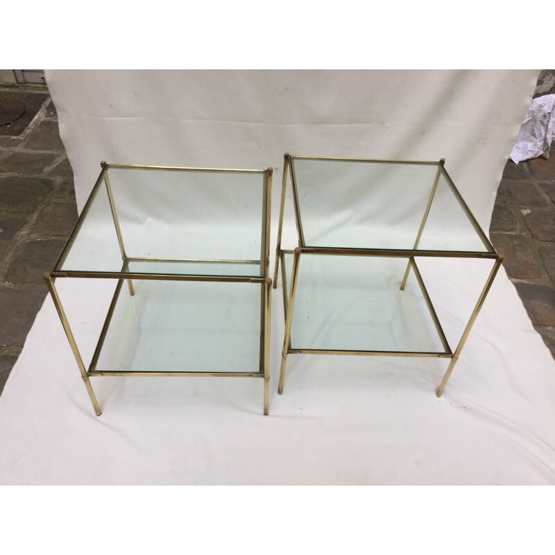 Pair of brass and glass ends of sofa - 1960s