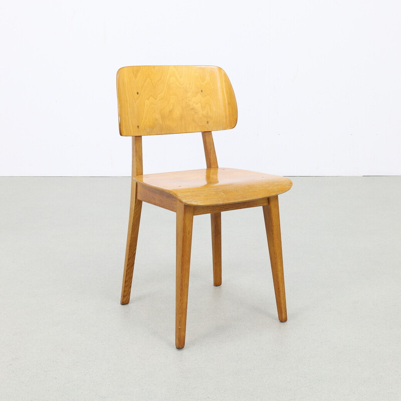 Pair of vintage Irene chairs in solid oak and plywood by Dirk L. Braakman for Ums Pastoe, 1940