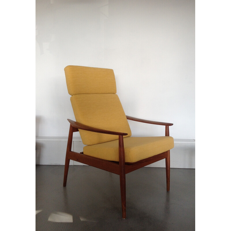 Yellow easy chair in rosewood by Arne Vodder for France & Son - 1960s