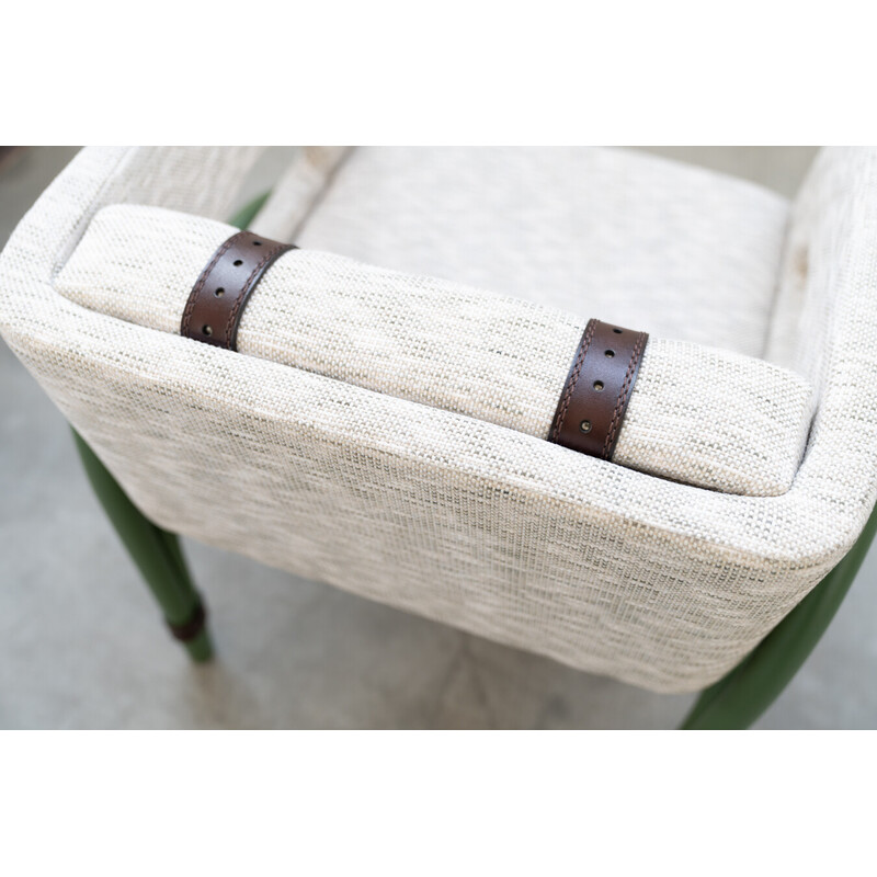 Vintage bentwood armchairs with leather straps, Italy 2000