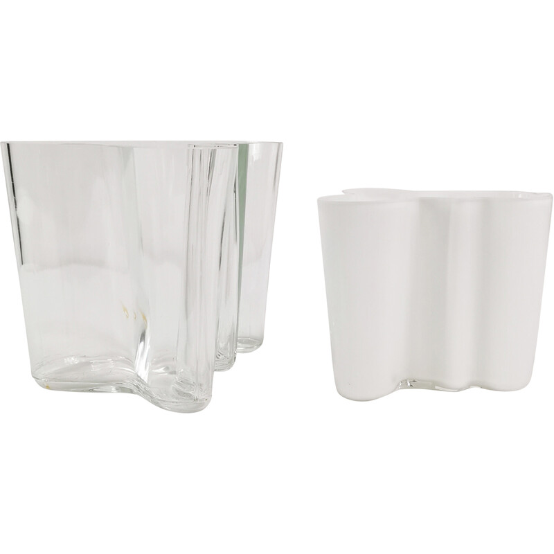 Pair of vintage glass vases by Alvar Aalto, Finland 1980