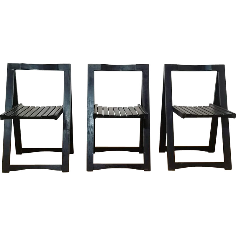 Conjunto de 3 cadeiras dobráveis Trieste vintage, 1960