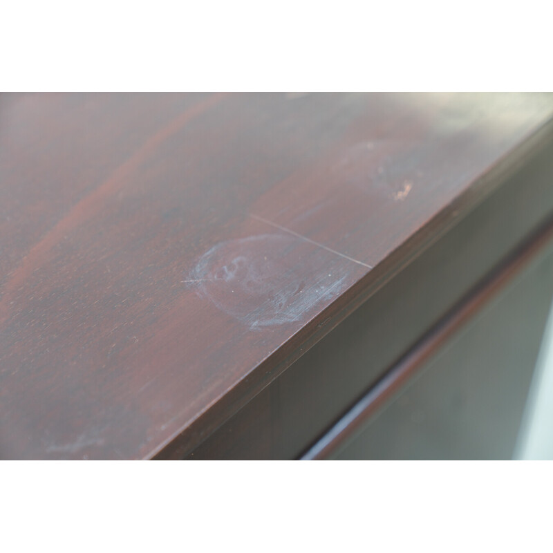 Vintage desk with mahogany and brass chair, 1970