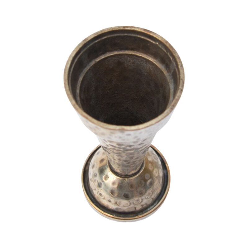 Vintage silver-plated and brass candle holder, Denmark 1970
