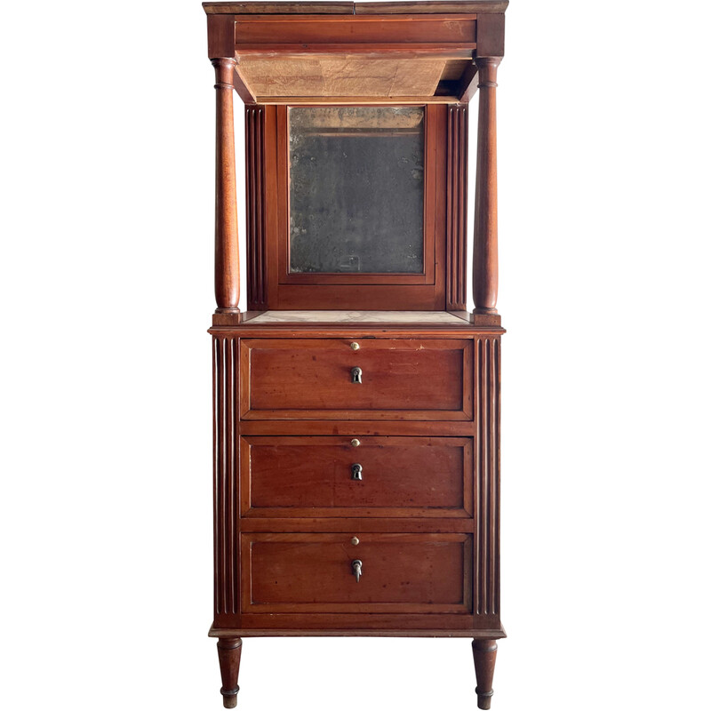 Vintage mahogany and leather barber sink, 1800