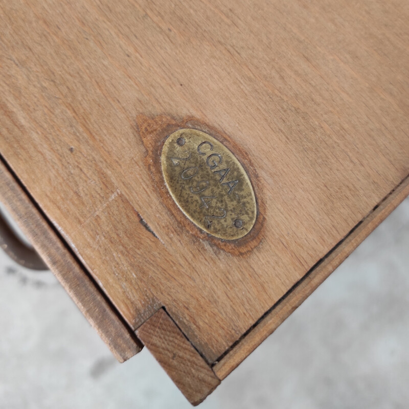 Meuble d'atelier vintage en bois massif et métal à 9 tiroirs