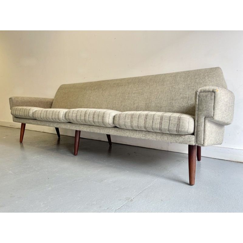 Vintage 4-seater sofa in teak and fabric, Denmark 1970