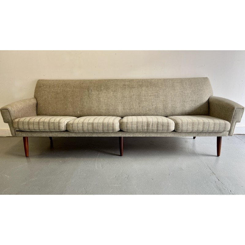 Vintage 4-seater sofa in teak and fabric, Denmark 1970