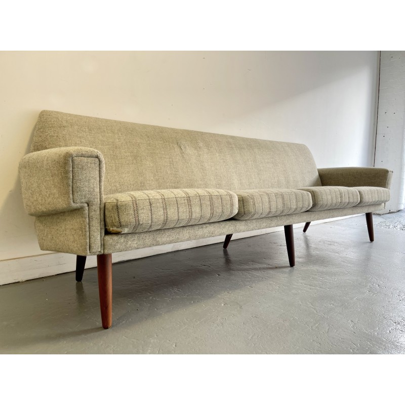 Vintage 4-seater sofa in teak and fabric, Denmark 1970