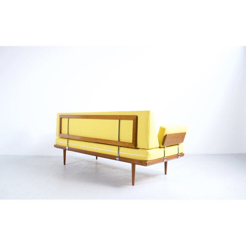 Vintage Minerva 3-seater sofa in teak and chrome steel by Peter Hvidt and Orla Mølgaard Nielsen for France et Son, 1954