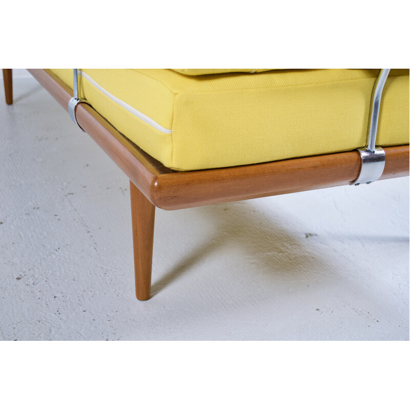 Vintage Minerva 3-seater sofa in teak and chrome steel by Peter Hvidt and Orla Mølgaard Nielsen for France et Son, 1954