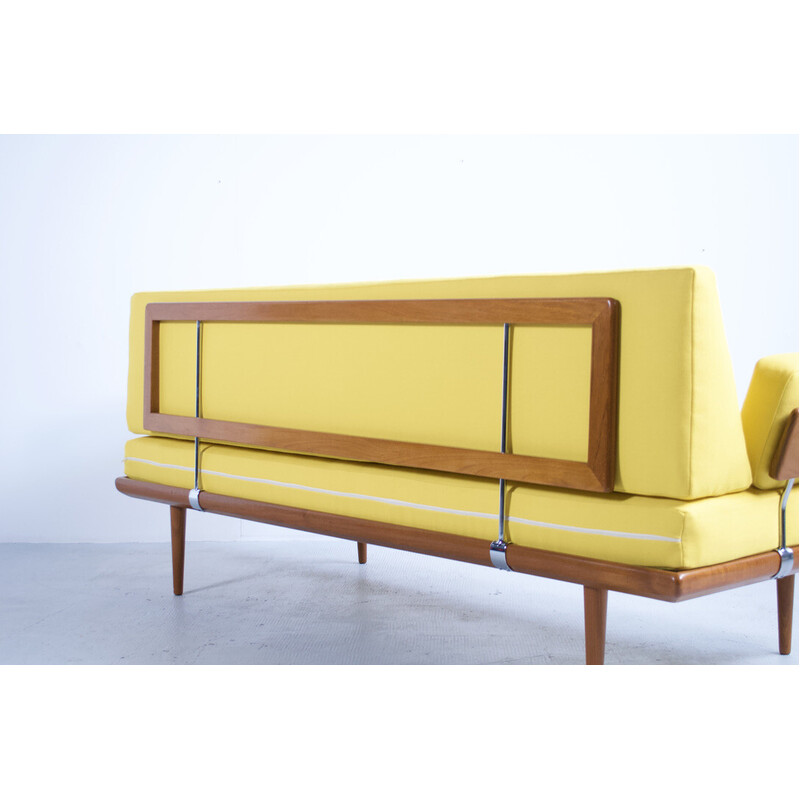 Vintage Minerva 3-seater sofa in teak and chrome steel by Peter Hvidt and Orla Mølgaard Nielsen for France et Son, 1954