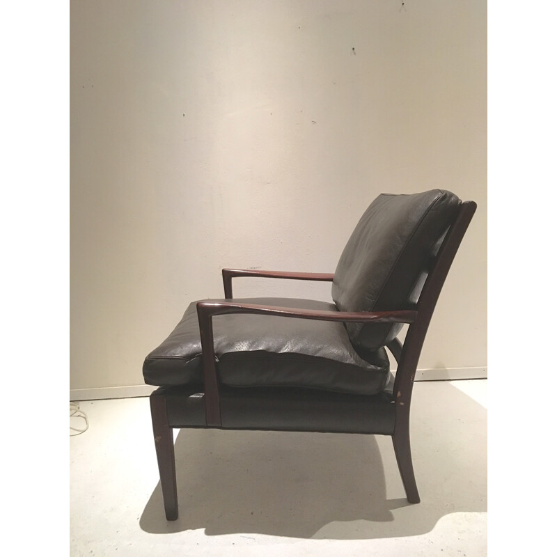 Black leather Lounge Chair by Arne Norell - 1960s