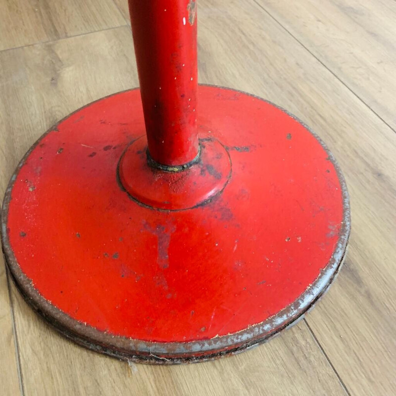 Tabouret industriel vintage en métal rouge et bois pour Mirima, 1970