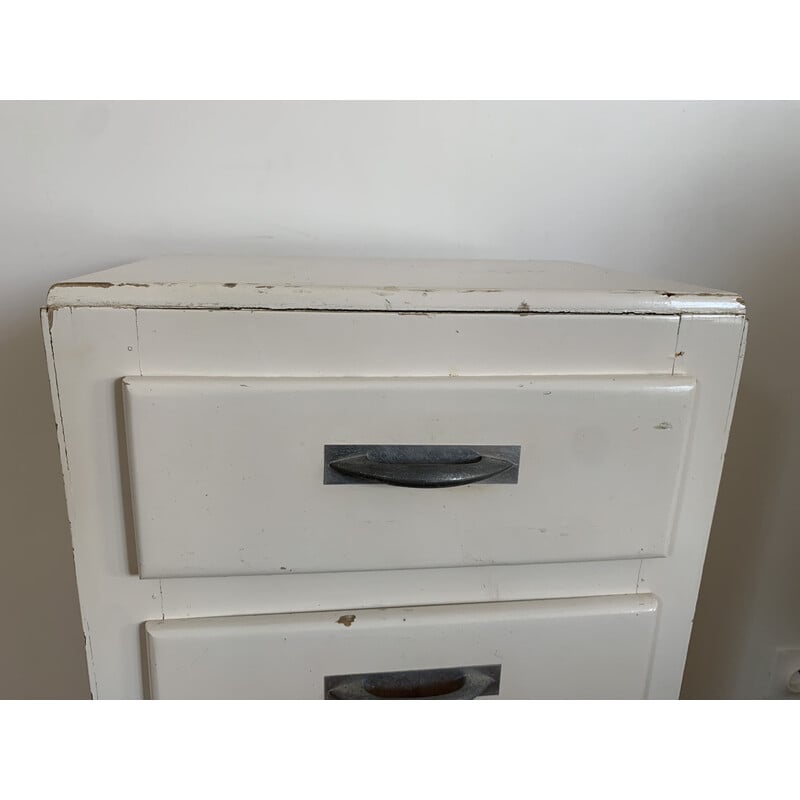 Vintage white storage unit with 2 drawers and 1 door