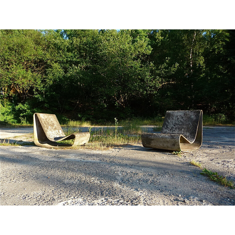 Pair of vintage cement rocking chairs by Willy Guhl for Eternit AG, Switzerland 1950