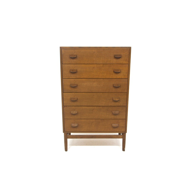 Vintage "Tallboy" oak chest of drawers by Poul Volther, Denmark 1960