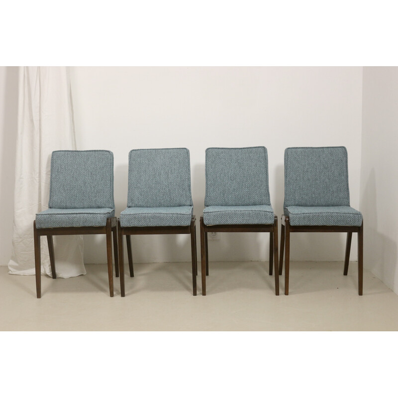 Set of 4 vintage "200-125 Var" solid ash chairs by Józef Chierowski, 1970