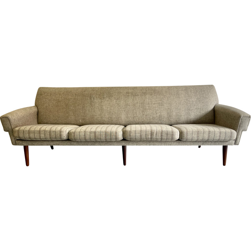 Vintage 4-seater sofa in teak and fabric, Denmark 1970