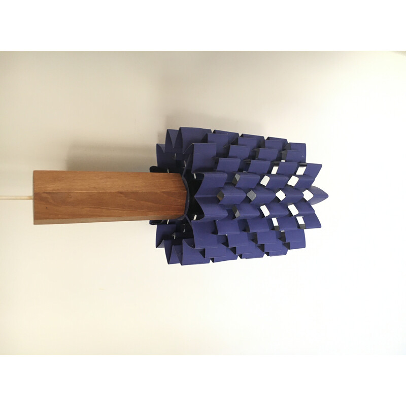 Vintage pendant lamp in teak wood and purple lacquered metal by Anton Fogh Holm for Nordisk Solar
