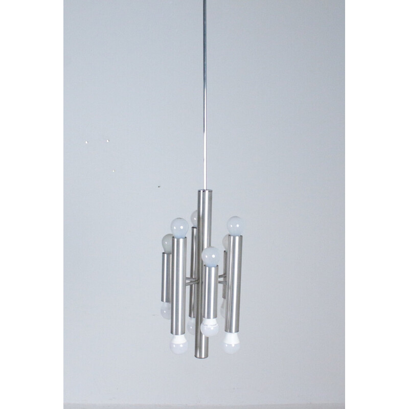 Lámpara vintage Sciolari de metal cromado con 12 luces