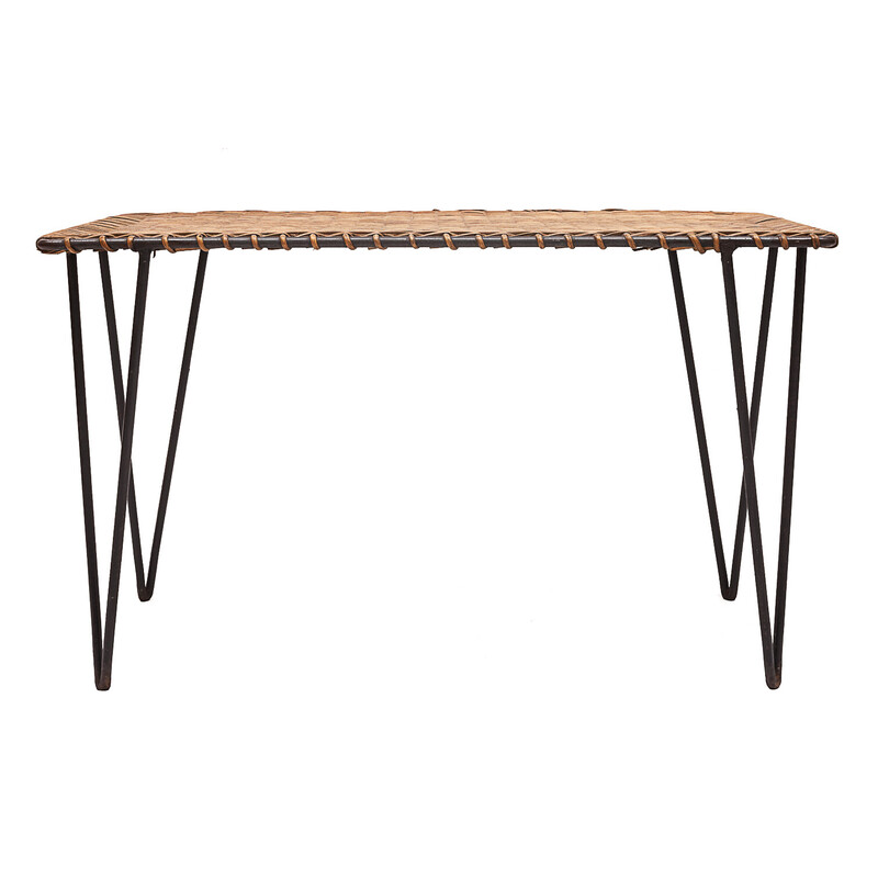 Vintage rattan and iron coffee table, 1950