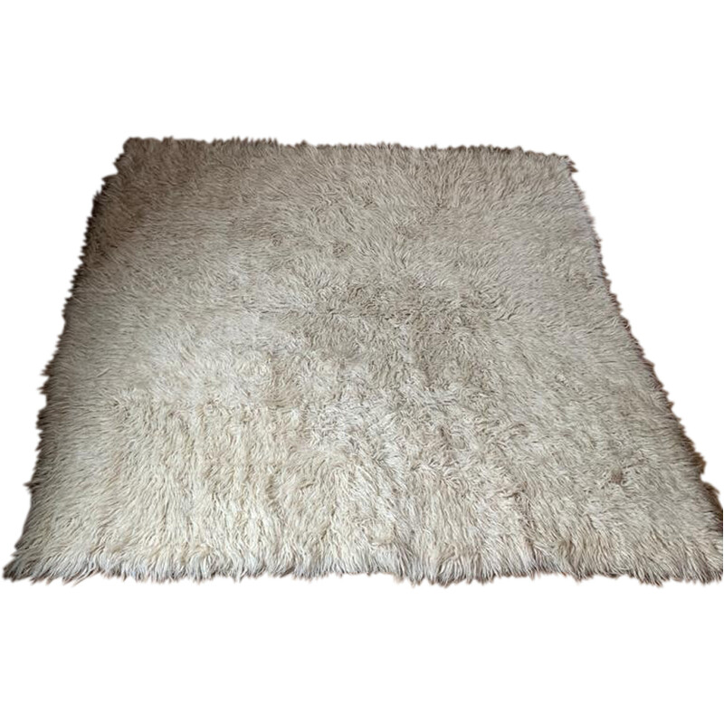 Vintage square sheep hair rug